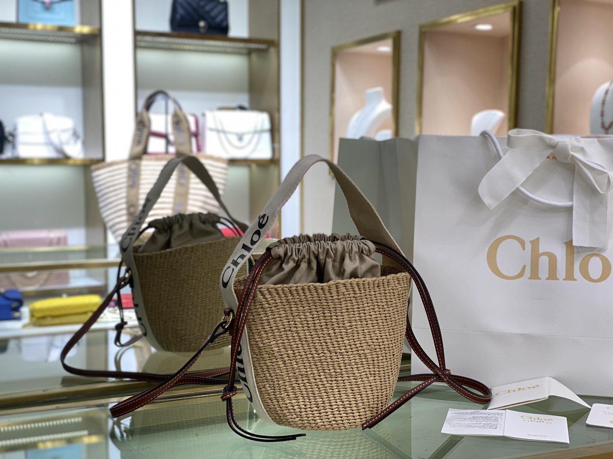 Chloe Small Woody Basket In Natural Fibers